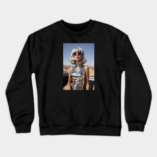 Silver 60's Retro Girl in the Desert Crewneck Sweatshirt